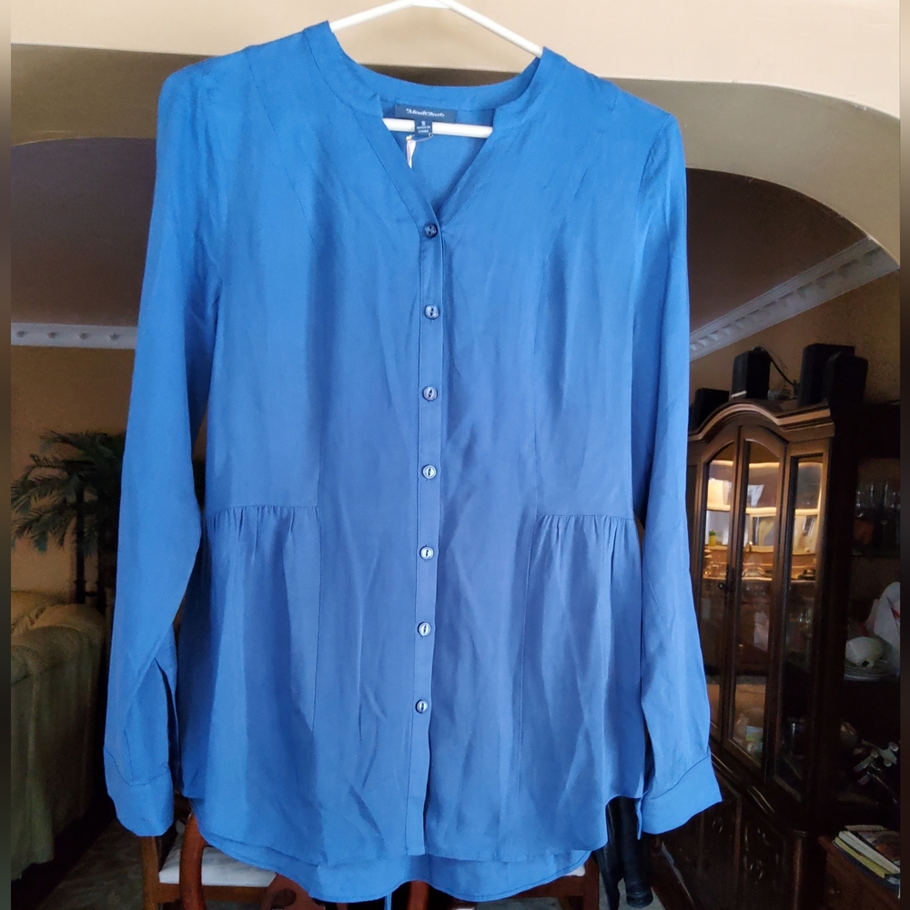 Modcloth Slate Blue Button-Down Shirt - Picture 2 of 5